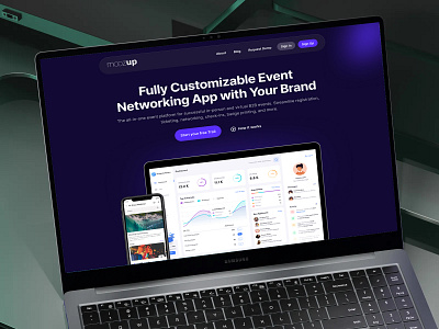 Moozup Home Landing page corporate dark design dashboard designer event graphic design home homepage landing mockup networking ui ui design