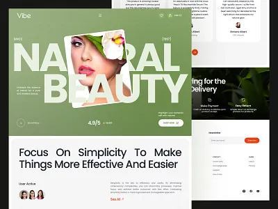 Vibe – Clean & Modern Natural Skincare eCommerce Landing Page beauty product ux clean beauty ui clean ui design ecommerce for skincare brands high converting product page minimalist landing page modern wellness website natural cosmetic website nature inspired design organic skincare ui skincare landing page soft aesthetic ui tc ecommerce design