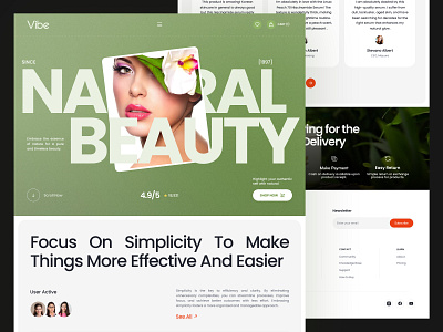Vibe – Clean & Modern Natural Skincare eCommerce Landing Page beauty product ux clean beauty ui clean ui design ecommerce for skincare brands high converting product page minimalist landing page modern wellness website natural cosmetic website nature inspired design organic skincare ui skincare landing page soft aesthetic ui tc ecommerce design