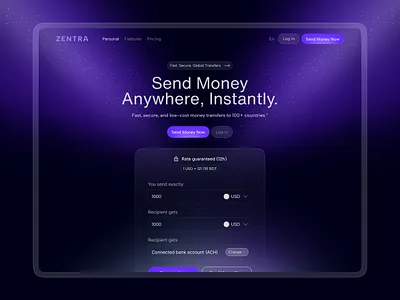 Money Transfer Website app design crypto finance fintech landing page money transfer money transfer website website design
