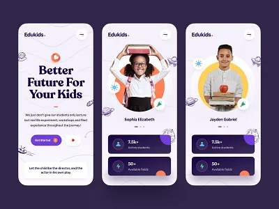 Edukids - Kids School Website Mobile children school colourful design design for kids design service e course education platform kids academy kids education kids school kindergarten landing page landingpage online class online education school website teaching web design webdesign website design website designer