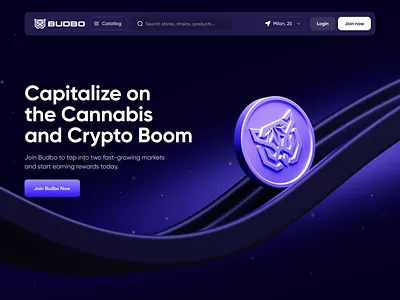 Budbo 3D landing page hero section coin icons 3d 3d animation coin e commerce ecommerce finance fintech hero hero section homepage icons landing landingpage web web design webdesign website