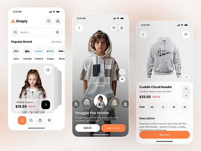 Kids Fashion E-commerce App app app design ecommerce fashionapp ios kidsapp kidsclothing mobile mobile app mobile ui shopping shoppingappdesign ui ui design uiux