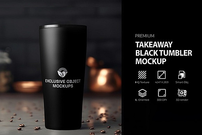 Takeaway Black Tumbler Mockup PSD black bottle coffee bottle takeaway takeaway coffee takeaway mockup thermos thermos mockup tumbler tumbler mockup