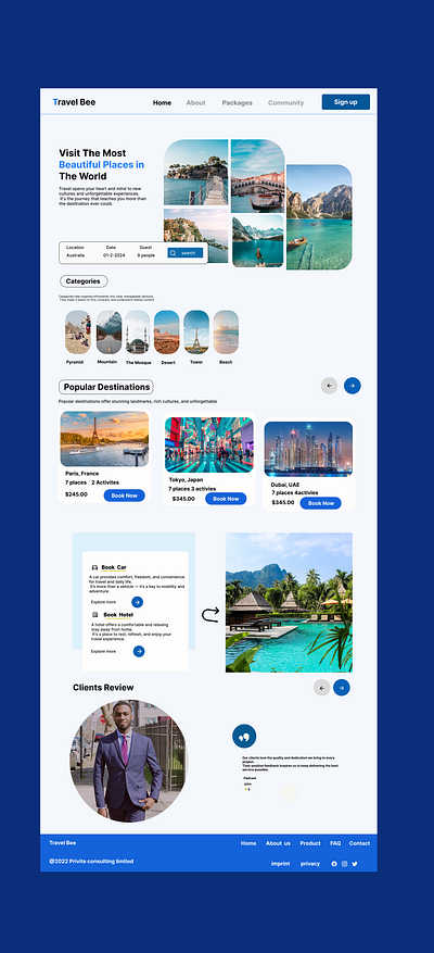 travel bee website design design figma graphic design ui web design website