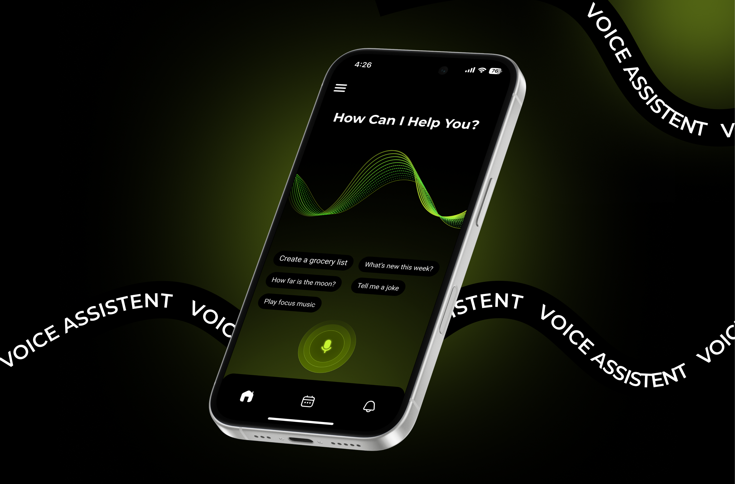 AI Voice Assistant App appdesign figma ui uidesign uiux userinterface voiceassistante vui