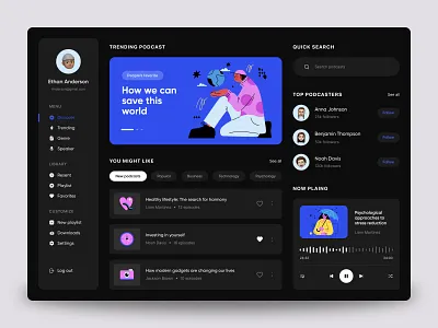 Podcasts Web App concept dark graphic design platform podcast ui uiux ux web design webdesign website