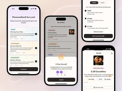 Habit Tracking Mobile App Design app design app home page app interface app interfaces application design dashboard ui interactive design mobile app design mobile app ui mobile dashboard mobile ui mobile ux modern app ui ui design ui ux design