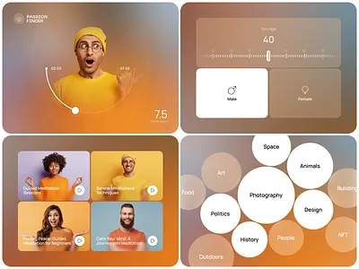 UI Elements Design – Meditation App android app design dashboard design figma interface ios ios app meditation app mindfulness mobile app mobile app design product design ui ux wellness design yoga