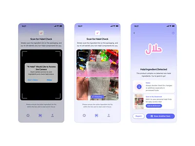 Scan Food Ingredients app app design camera ingredients ios mobile app mobile app design mobile design muslim scan scan app scan food scan ingredient travel app ui uidesign uidesigner uiux uiuxdesign userinterface