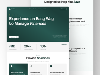 Kantong | Finance Landing Page bank banking clean finance finance landing page finance web financial fintech landing page minimal modern money money management ui ux website