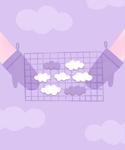 Fluffy Cookies bakery clouds grill hot illustration metaphor oven baked oven glove oven rack potholder procreate sky sweet texture