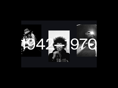 Hendrix • Lifespan Motion 1942—1970 animation artist black and white clean dark dates guitar guitarist hendrix lifespan minimal motion music photography stage typography vintage