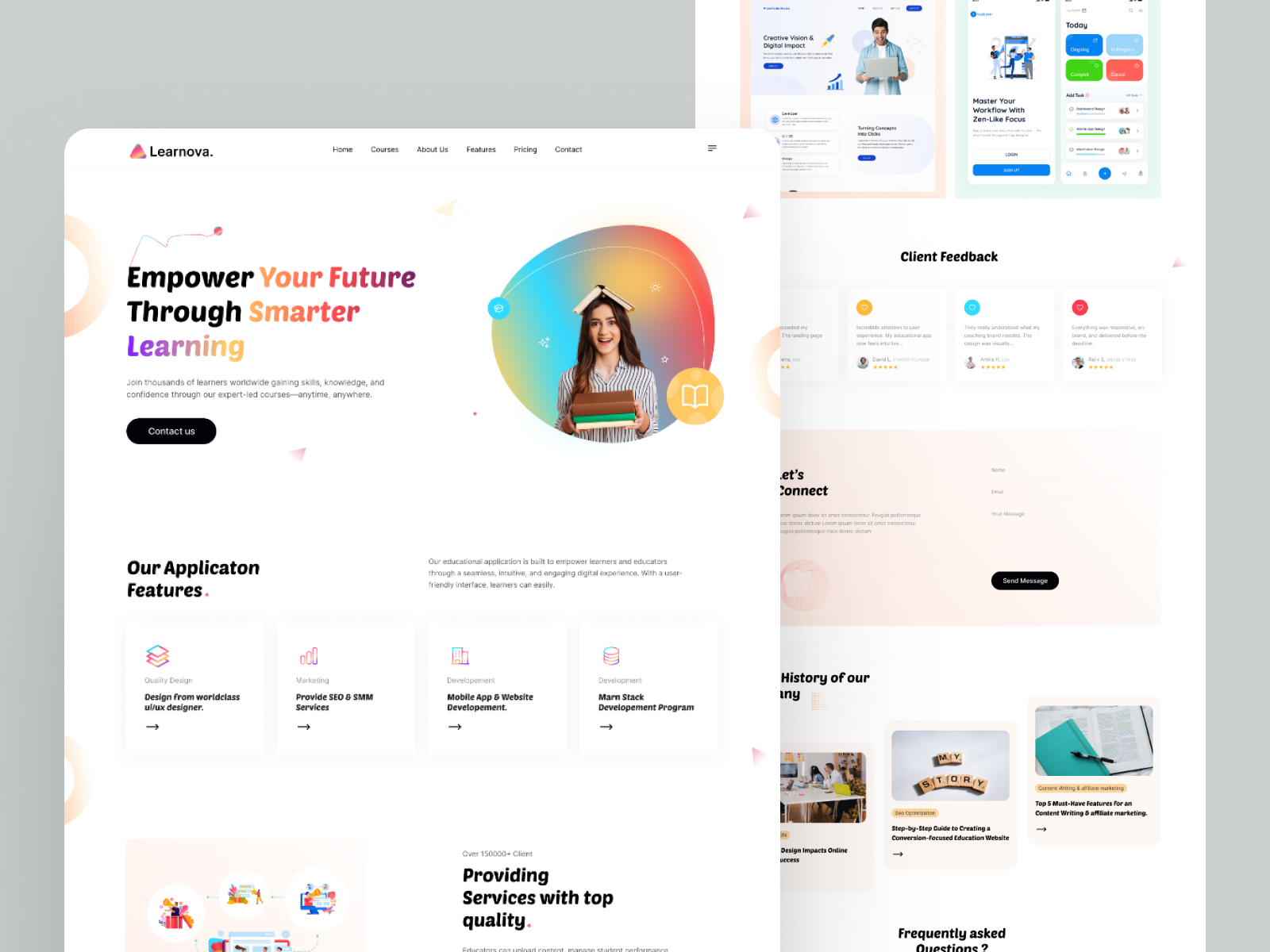 Learn Without Limits – Modern Educational Landing Page Design agency website app branding cleandesign course website ui darkmodeui design e learning ui education figma ui educational landing page figma figma landing page illustration logo modern landing page online course website responsive education page tutor website design ui ui ux designer