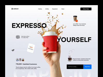 Coffee Shop Website Hero Section cafe coffee coffee shop cozy vibes drinks food beverage landing page minimul design modern web ordering online uiux warm colors web ui website design
