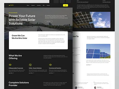 Niro - Solar Panel Landing Page ✨ design eco web energy hydropower landing page panel renewable energy solar solar panel solar power tech ui uidesign uiux web website websitedesign