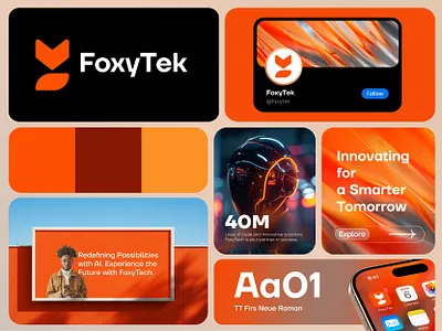 Tech startup brand identity branding custom logo design fox graphic design logo modern robotic tech technology vector visual identity