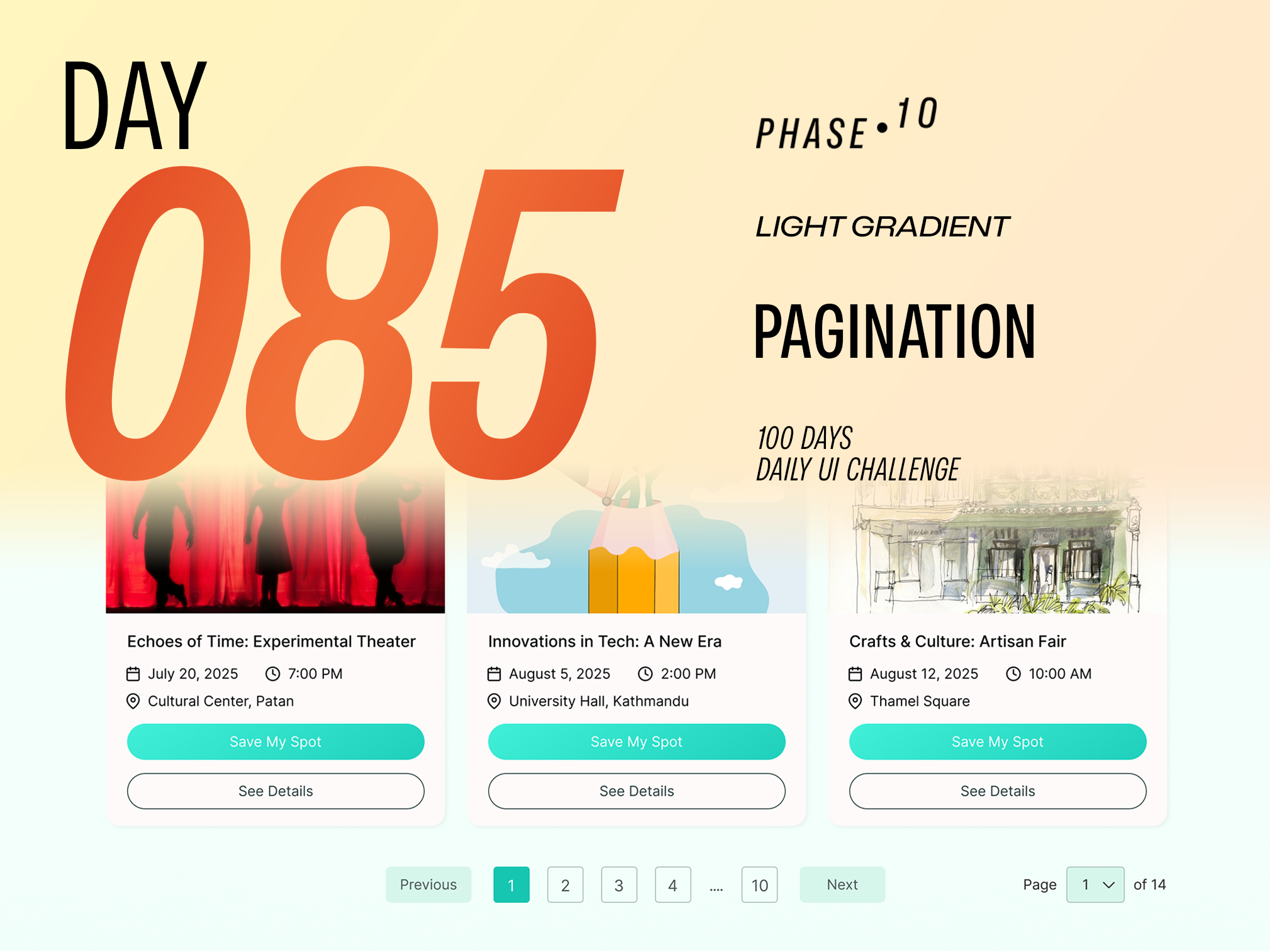 Pagination - DailyUIChallenge 100daysui branding dailyui dailyuichallenge design illustration logo ui uiux website