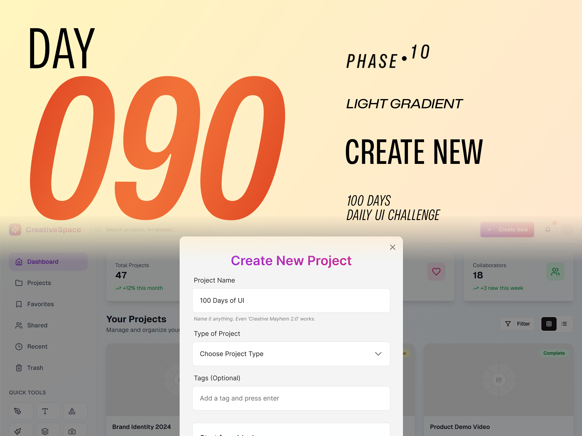 Create New - DailyUIChallenge 100daysui branding dailyui dailyuichallenge design illustration logo ui uiux website