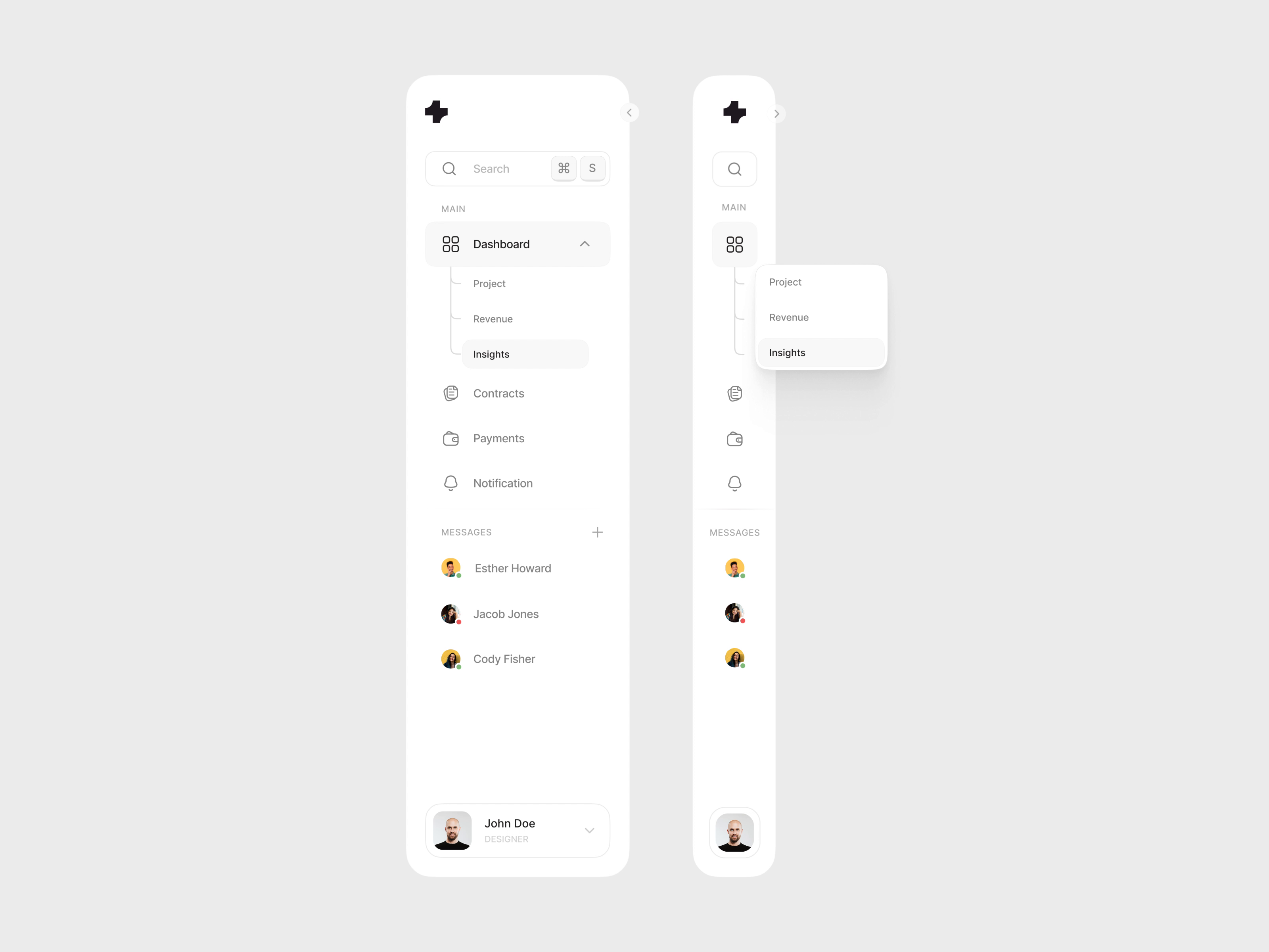 Example of Sidebar navigation expansion animation