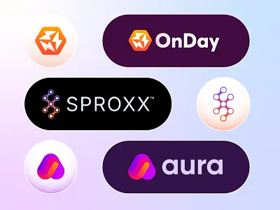 Recent logos for clients aura branding colorful logo design creative logo freelance logo design full color gradient logo identity design jeroen van eerden logo logos modern branding modern logo on day sproxxx visual identity design