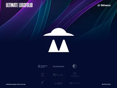 Mothership behance branding collab collaborative project collection double meaning letter lettermark logo logo design logofolio m m letter minimalist mothership roxana niculescu simple space spaceship ultimate logofolio