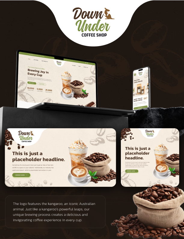 Down Under Coffee Shop and Roastery app branding design graphic design logo ui