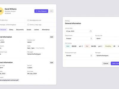 Employee Information employee hr payroll product design ui ux