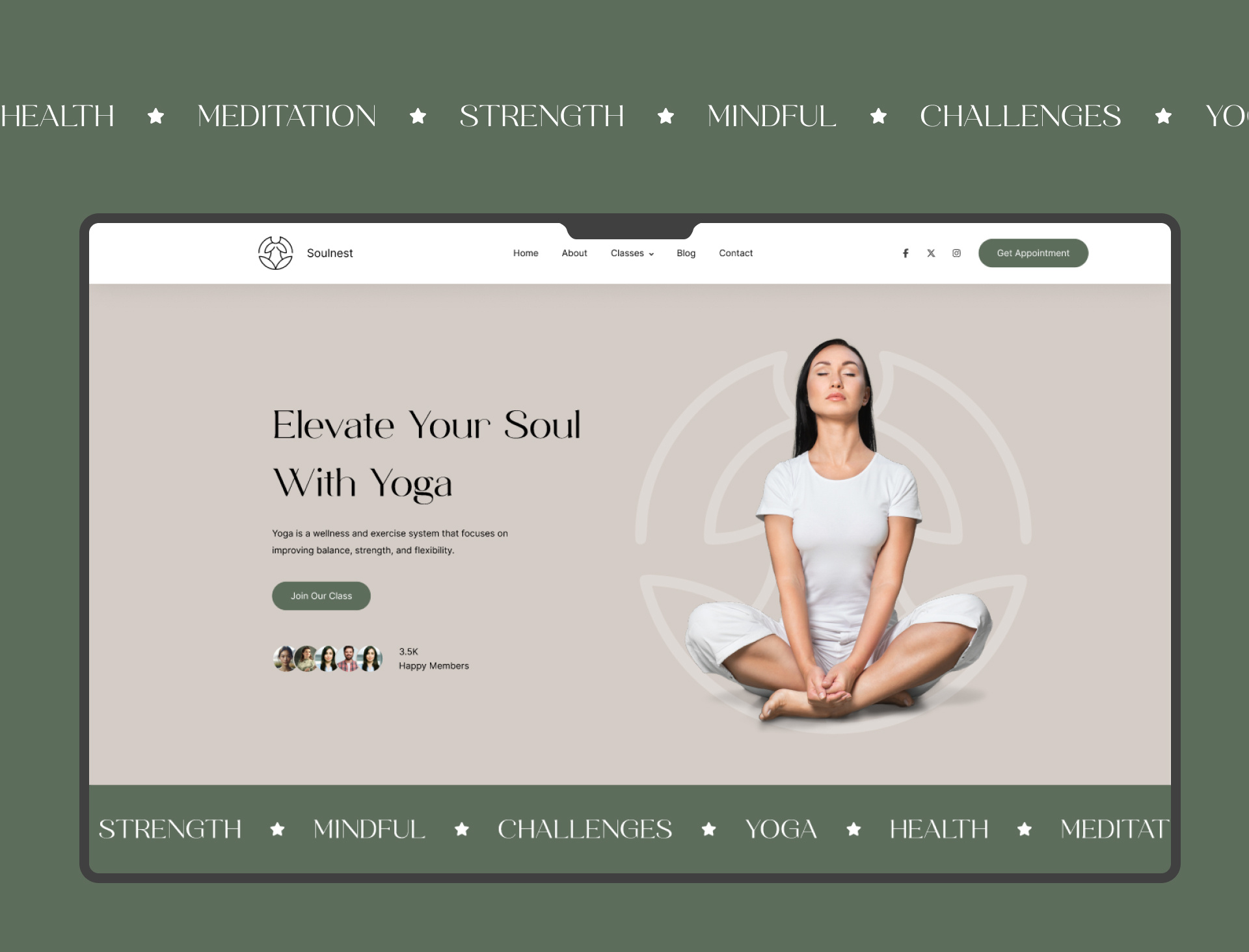 Example of Yoga Studio Website in 7 Days – Custom Branded Soulnest Template