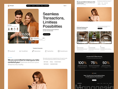 Managesia- Finance Website branding design figma finance website framer landing page landing page design ui uiux ux web design website design