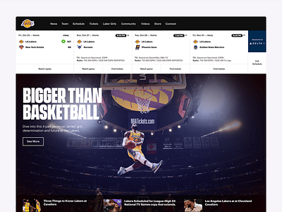 Lakers Official Website Redesign design intuitive design landing page typo typography ui ui design user friendly user interface ux design uxui web web design web landing page website website design