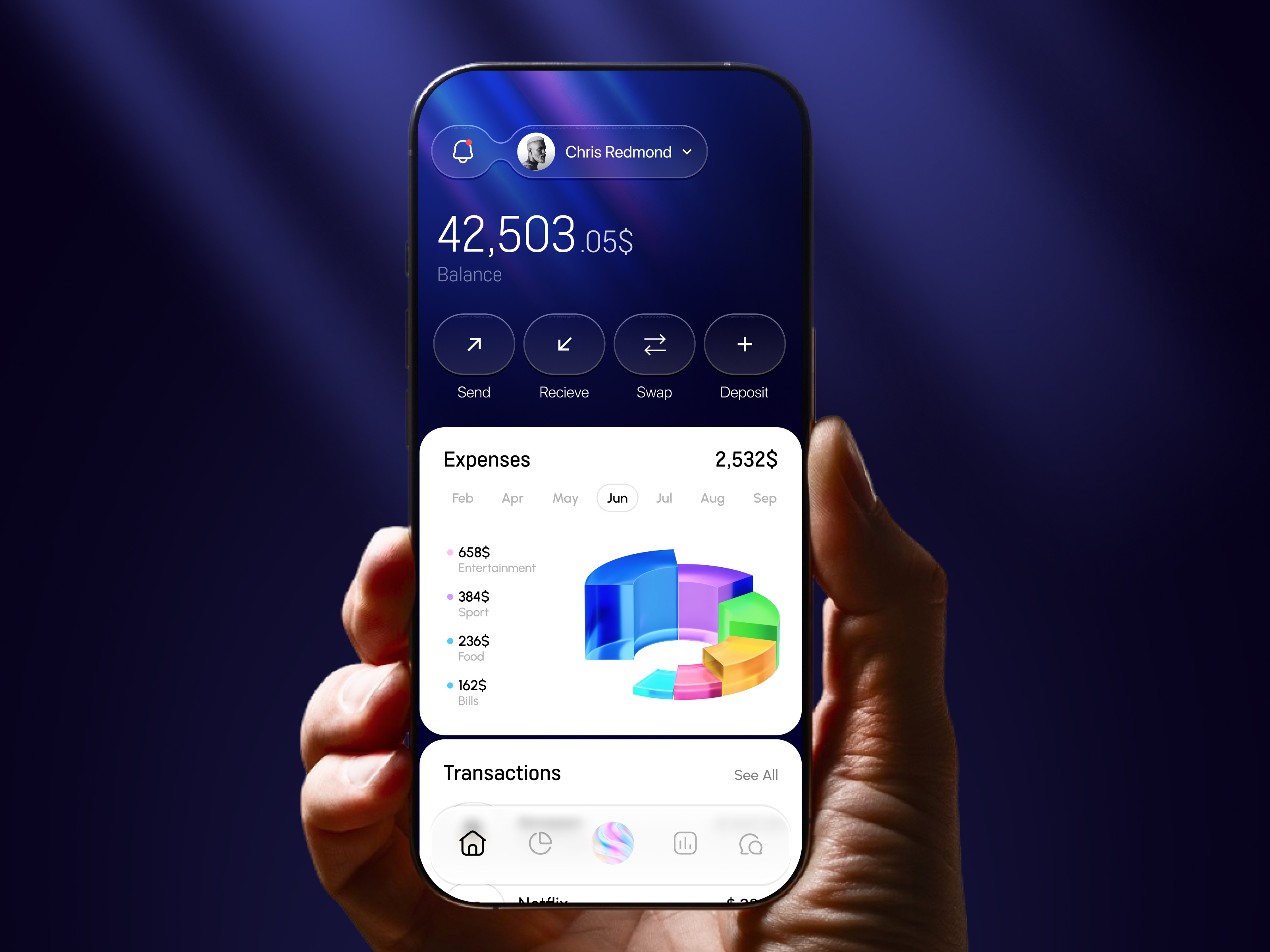 UI Design for a Modern Banking App by AmazingUI apple glass bank bank app bank ui banking app chart crypto crypto app investment investment app ios mobile modern ui payment app payments app premium premium design premium ui ui wallet