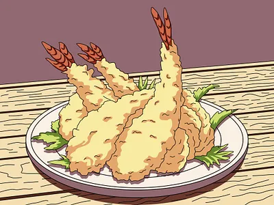 Foods: Tempura Illustration colorful illustration flat illustration food food illustration fried shrimp fried shrimp illustration graphic design illustration japanese food japanese food illustration modern illustration tempura tempura illustration