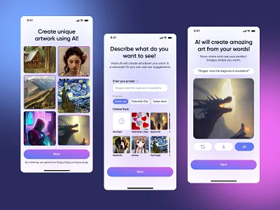 AI Image generation app ai application creation dall e design image generation ios mobile open ai stable diffusion style technologies ui ux