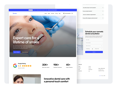 Dental Care Landing Page animation appointment booking dental health dentix website figma health service landing page modern dentist landing page servise ui ux web design website