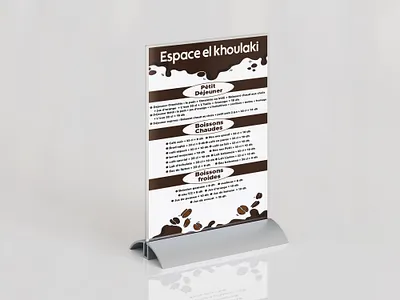 Table Menu Design – Espace el Khoualaki branding graphic design logo menu