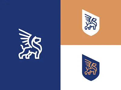 Griffin logo for law firm animation brand branding colors graphic design griffin griffon identity law lawyer lion logo logomark shield wing winged lion wings