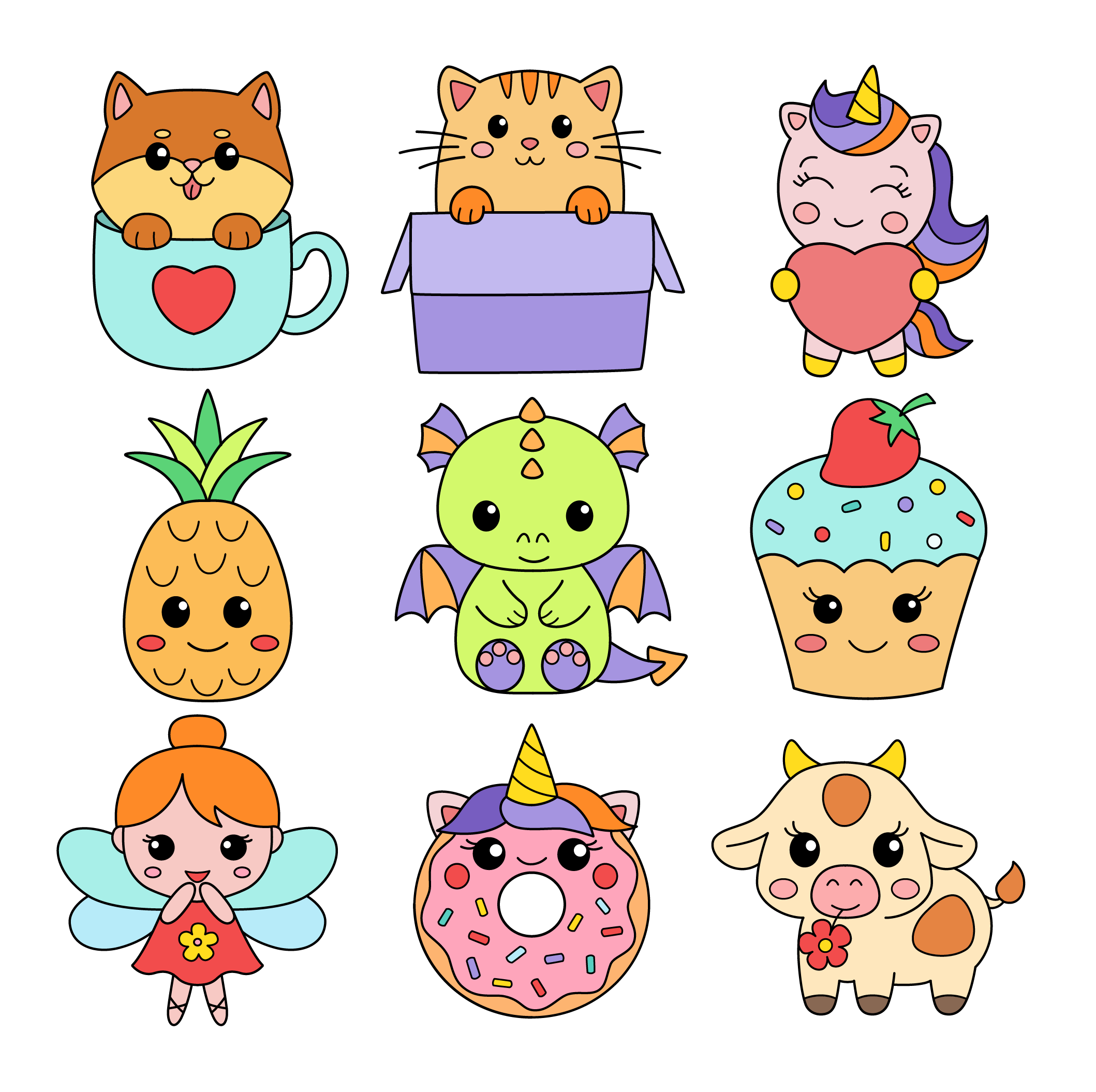 Cartoon Characters for Coloring Book character design children illustration coloring page design graphic design illustration vector