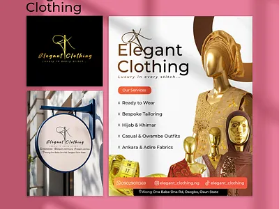 Mood board for Elegant Clothing branding graphic design logo