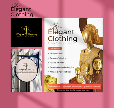 Mood board for Elegant Clothing branding graphic design logo