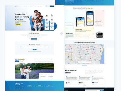 Health Insurance Landing page branding cards dribbble illustration landing page mobile ui website