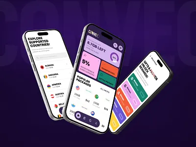 Conveo: Telecom App UI for Global eSIM data plan dribble best shot e sim e sim mobile app esim app global e sim international sim card mobile app design netro netrosystems service provider app sim card telco telecom app telecom ui telecommunication travel app trending app uiux