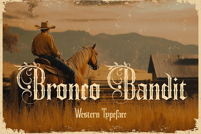 Bronco Bandit Font antique cowboy rustic vintage