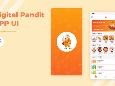 Digital Pandit App UI — Figma Concept | Booking & Devotional App bookingapp cleanui designinspiration figma graphic design minimalui orangetheme poojabooking productdesign religiousapp spiritual ui uxdesign