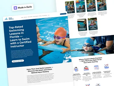 Aqua Mastery – Swimming School Website Template ai website builder local business small business swim school website swimming lessons website swimming school website swimming website template web builder website design website template wix zarla