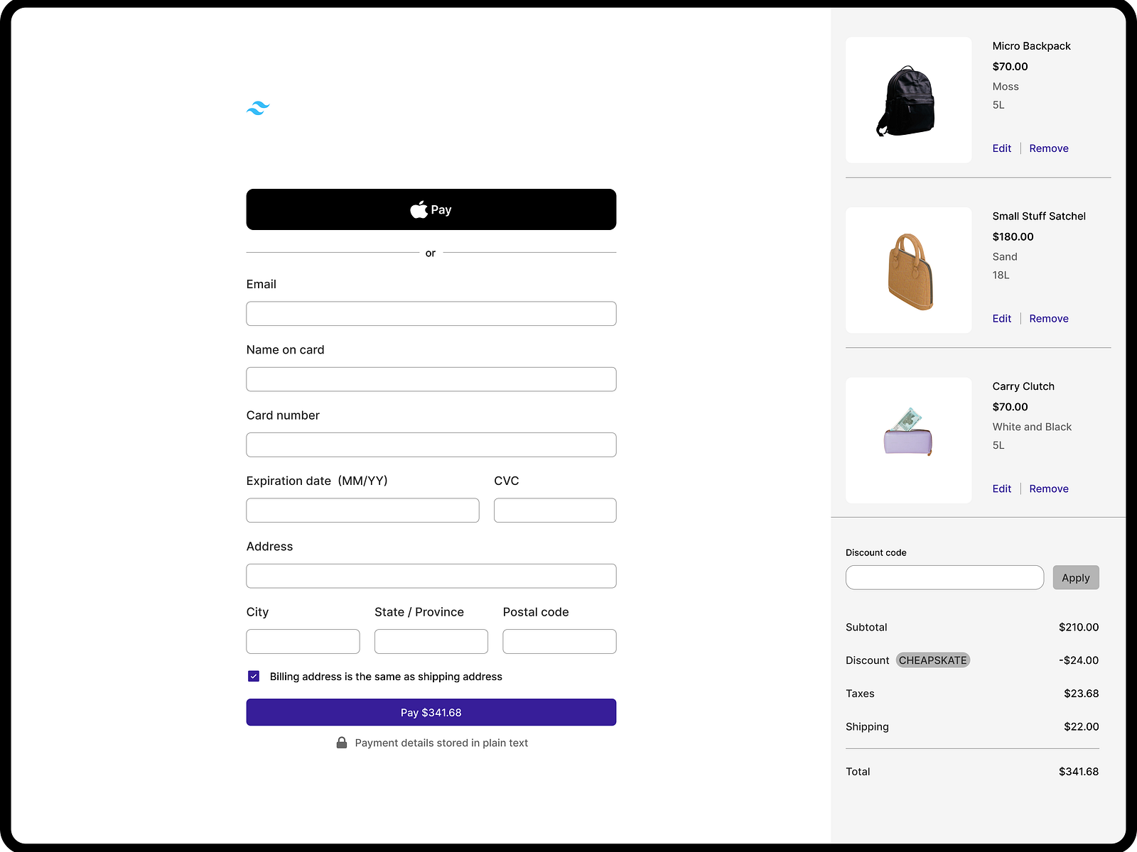 A clean, modern, and user-friendly e-commerce checkout interface by ...