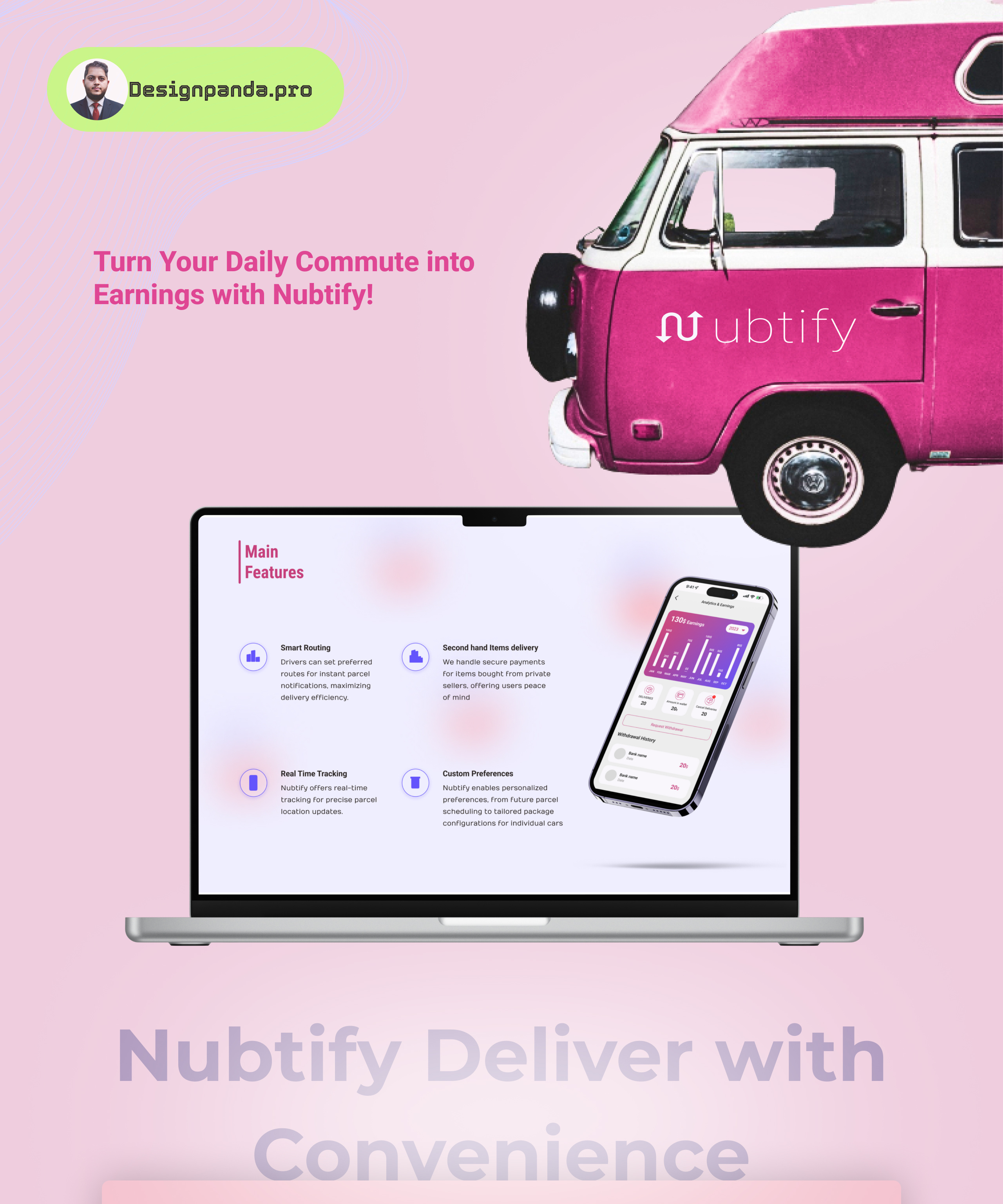 NUBTIFY - LANDING PAGE RESPONSIVE adobe android app best case study creative delivery app design figma graphic design illustration ios landing page design responsive ui ux web