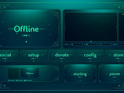 Emerald Stream Package badge branding clean clean design clean ui custom design icon illustration logo overlay stream stream overlay stream package streamer trademark twitch ui