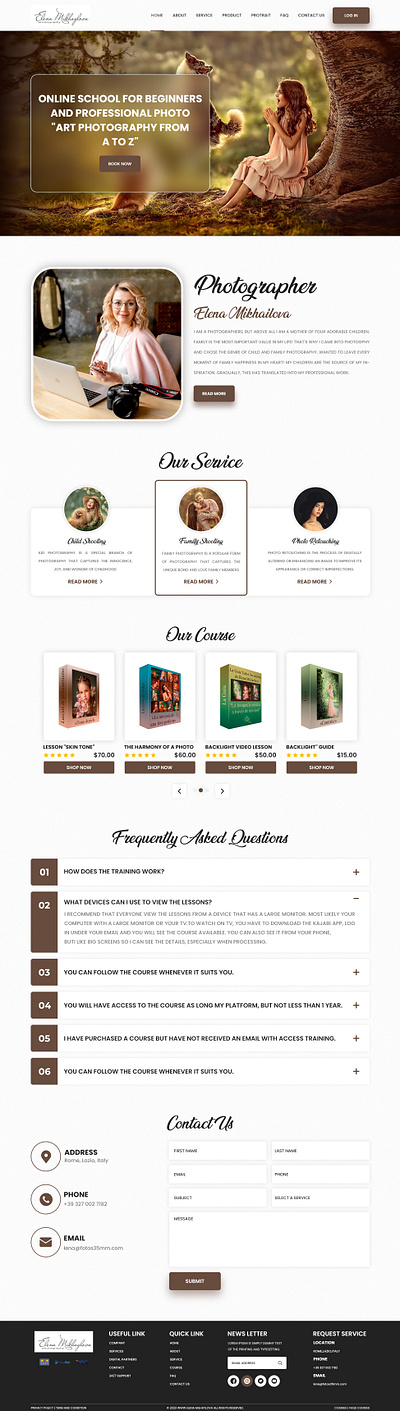 ELENA MIKHAILOVA PHOTOGRAPHY WEB DESIGN app branding design elementor figma graphic design illustration landing page logo ui uiux web web design website design