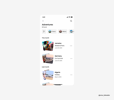 Adventures adventure country events mobile party summer travel ui uiux user experience user interface ux design